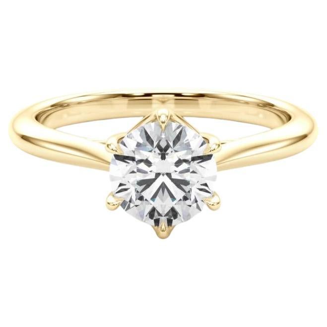 GIA Certified 1.64 Carat Round Solitaire Cathedral Tulip Diamond Ring