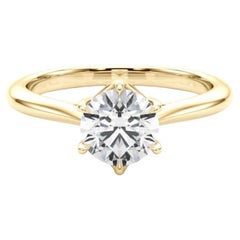 GIA Certified 1.64 Carat Round Solitaire Cathedral Tulip Diamond Ring