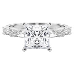 GIA 1.81ct Princess Round 
Baguette Channel Band  Diamond Ring