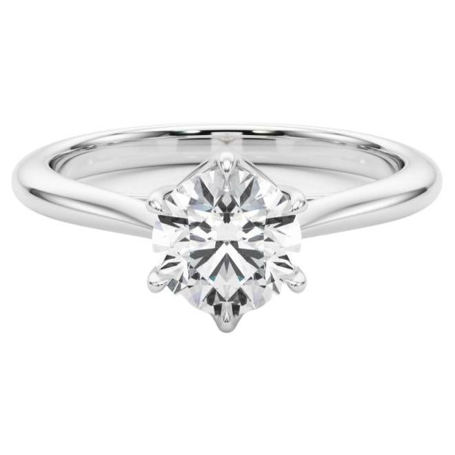 GIA Certified 1,2 Carat Round Solitaire Cathedral Tulip Platinum Diamond Ring