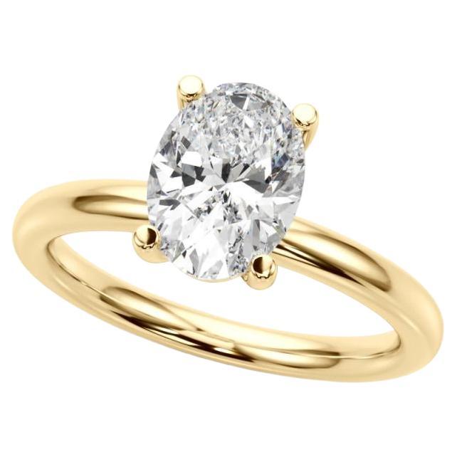 GIA Certified 1.2 Carat Oval Solitaire 4-Prong 18K Yellow Gold Diamond Ring