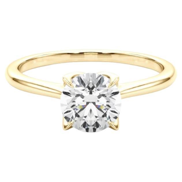 GIA Certified 2.51 Carat Round Flower Bloom Cathedral Diamond Ring