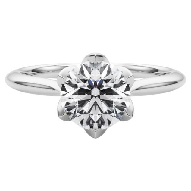GIA Certified 2.21 Carat Round Filigree Tulip Cathedral Diamond Ring