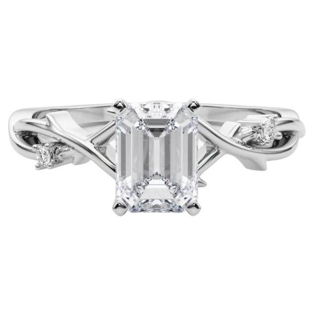 GIA 1.21 Karat Smaragd Reben Band Nature Inspired Diamantring