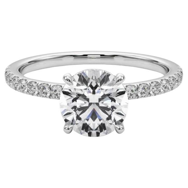 Halo oculto redondo con pavé de 1,7 quilates certificado por GIA  Anillo de diamantes