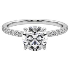 Halo oculto redondo con pavé de 1,7 quilates certificado por GIA  Anillo de diamantes