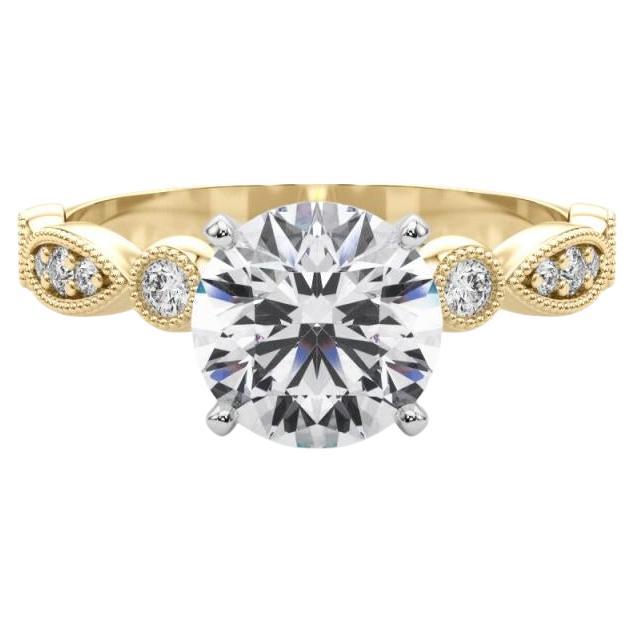 GIA Bague en or jaune avec chaton en forme de marquise et de milgrain d
une valeur de 1ct