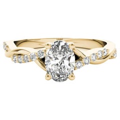 GIA 1,2ct Oval Solitär Trellis Twisted Vine 18K Gelbgold Diamantring
