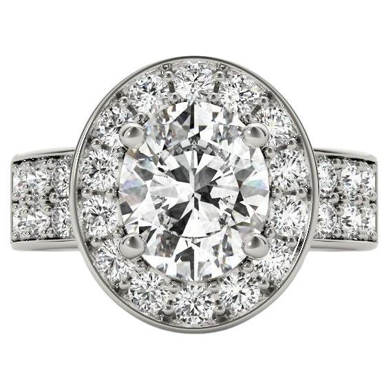 Canal Doble Halo Ovalado Certificado GIA de 1.4 Quilates  Anillo de diamantes