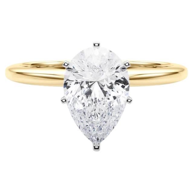 GIA Certified 1.91 Carat Pear Prong Set Solitaire Diamond Ring For Sale