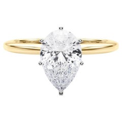 GIA Certified 1.91 Carat Pear Prong Set Solitaire Diamond Ring
