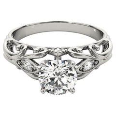 GIA 1.2ct Round Garden Trellis Filigree Vintage White Gold Diamond Ring