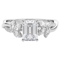 GIA Certified 1.31ct Emerald Entwined Garden Flower Vine Diamond Ring