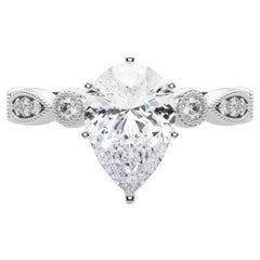GIA 1.25ct Poire Marquise 
Round Milgrain Bezel Diamond Ring