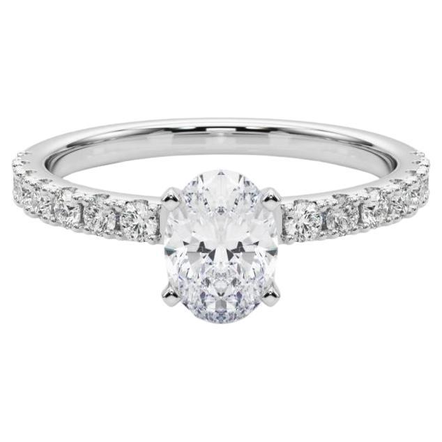 GIA 2.27ct Solitario ovale con mezza eternità  Anello con diamante