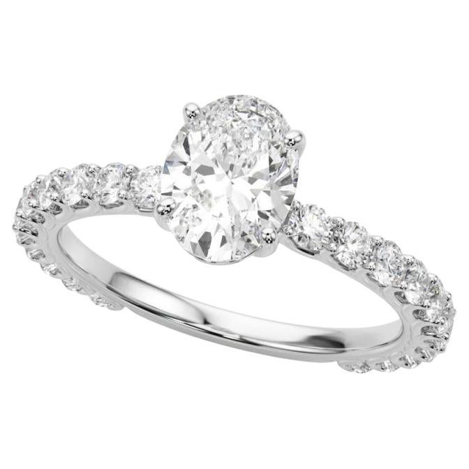 GIA zertifiziert 1.2 Karat Oval Teil Eternity Shank Diamantring