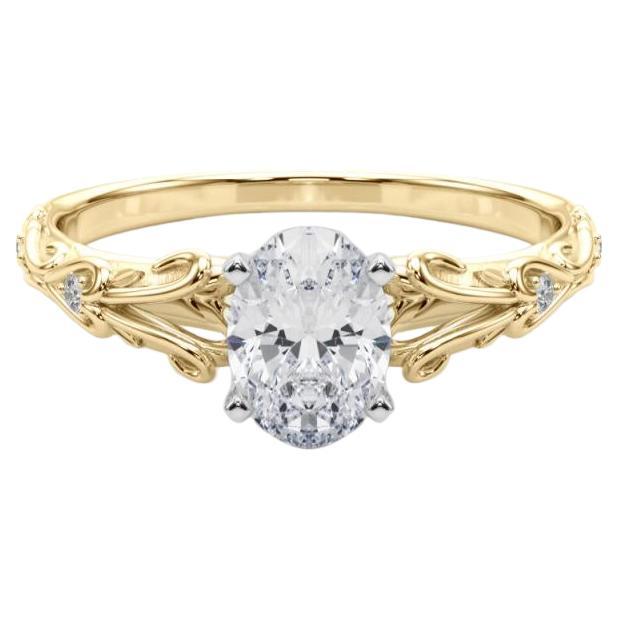 GIA 1.2ct Oval Vintage 3-Stone Heart
Vine 18K Yellow Gold Diamond Ring