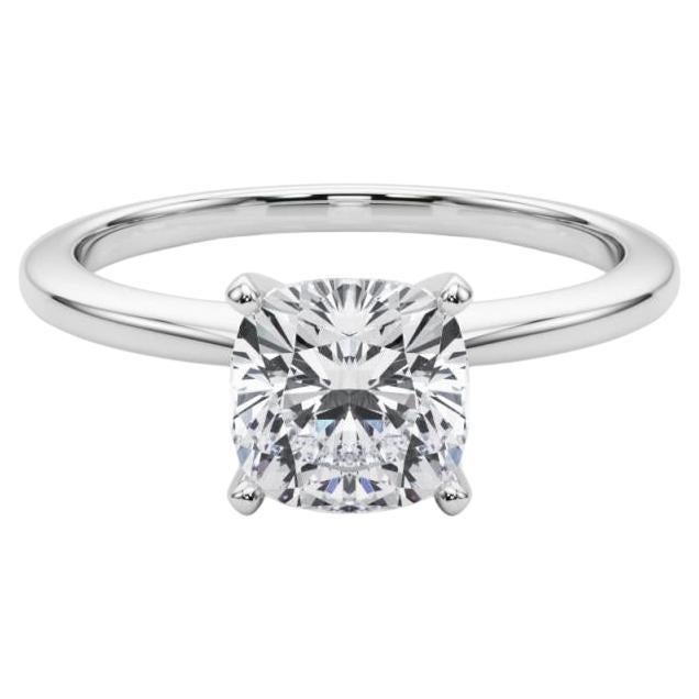 GIA Certified 1.51 Carat Cushion Prong Set Solitaire Platinum Diamond Ring
