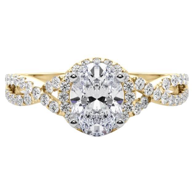 Anello con diamante solitario ovale a raggiera Infinity da 1.2 carati certificato GIA