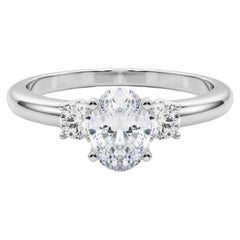 GIA Anillo de diamantes de oro blanco de 18 quilates con 3 piedras ovaladas de 1,21 quilates: pasado, presente y futuro