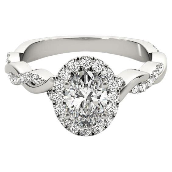 GIA Certified 1.8 Carat Braided Band Oval Halo  Bague en diamant