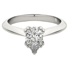 GIA 1,7ct Pear Solitaire Double Prong Cathedral Anello con diamanti in oro bianco 18K
