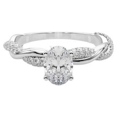 GIA 1.5 Carat Oval Twisted Pave Braided Band 18K White Gold Diamond Ring