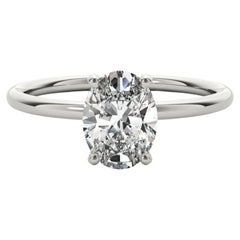 GIA-zertifizierter 2 Karat verborgener Halo Oval Solitär Weißgold Diamantring