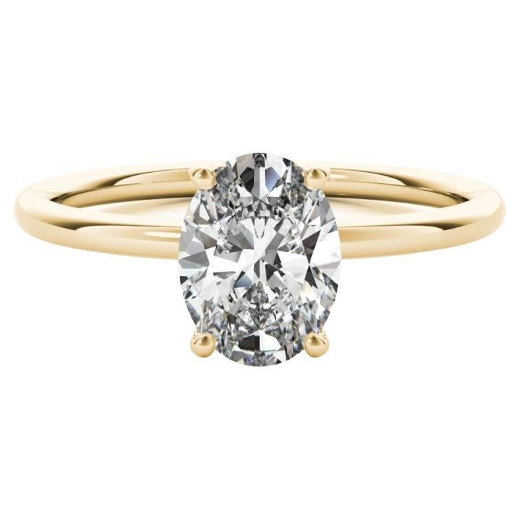 GIA Certified 1.01 Carat Hidden Halo Oval Solitaire Yellow Gold Diamond Ring