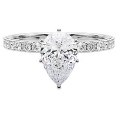 GIA 1.2ct Solitaire poire avec Demi-Eternité Bague diamant en or blanc 18K