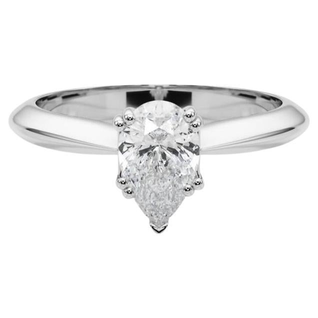 GIA 1.01ct Pear Solitaire Doppia Punta Cattedrale  Anello con diamante