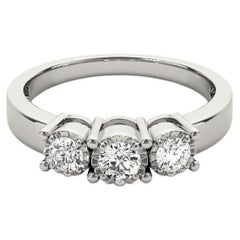 GIA 2,2 Karat runde Drei-Stein-Wunder-Lünette 18K Weißgold Diamantring