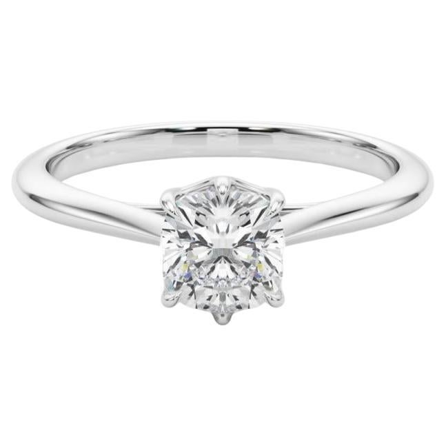 GIA 0.95 Carat Cushion Solitaire Tulip Cathedral  Bague en diamant