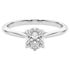 GIA 0.95 Carat Cushion Solitaire Tulip Cathedral  Bague en diamant