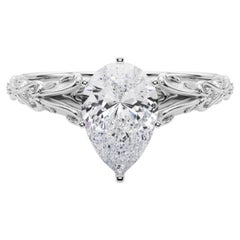 GIA 1.2ct Pear Vintage 3-Stone Heart
Vine Bague en diamant