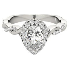 GIA Certificato 0.9 Carati Fascia Intrecciata Aureola a Pera Anello con diamante