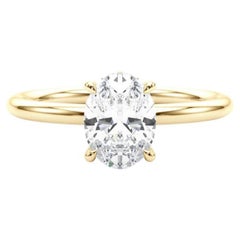 GIA Certified 0.9 Carat Hidden Halo Oval 18K Yellow Gold Diamond Ring