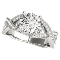 GIA 2.5ct Round Milgrain Infinity Symbol Pave 18K White Gold Diamond Ring