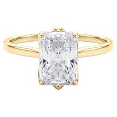 GIA 2.01 Carat Radiant Solitaire Cathedral Tulip 18K Yellow Gold Diamond Ring