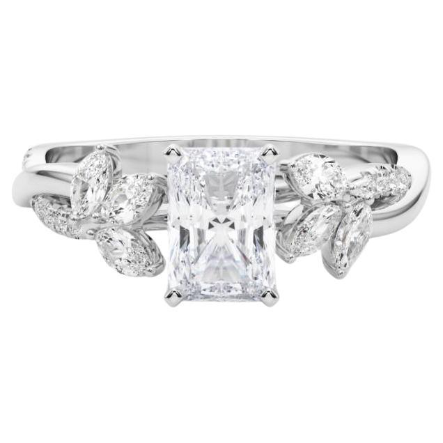 GIA Certified 1.7ct Radiant Entwined Garden Flower Vine Platinum Diamond Ring