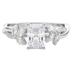 GIA Certified 1.7ct Radiant Entwined Garden Flower Vine Platinum Diamond Ring