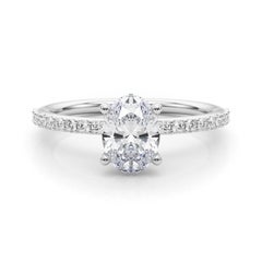 GIA Certificato 1.01 Carato Ovale Halo Mezza Eternità Anello con diamante