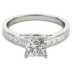 GIA Certified 1.3 Carat Princess Channel Set Cathedral Diamond Ring