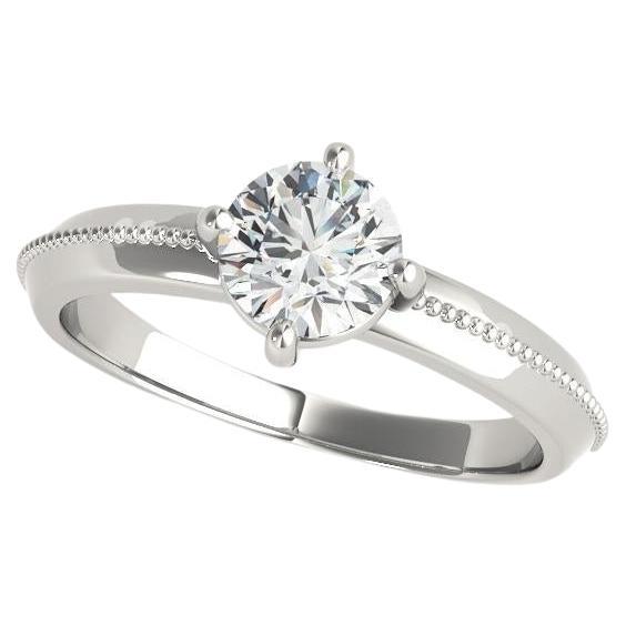 GIA Certified 1.07ct Round Solitaire pronged Trim Band Diamond Ring