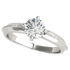 GIA Certified 1.07ct Round Solitaire pronged Trim Band Diamond Ring