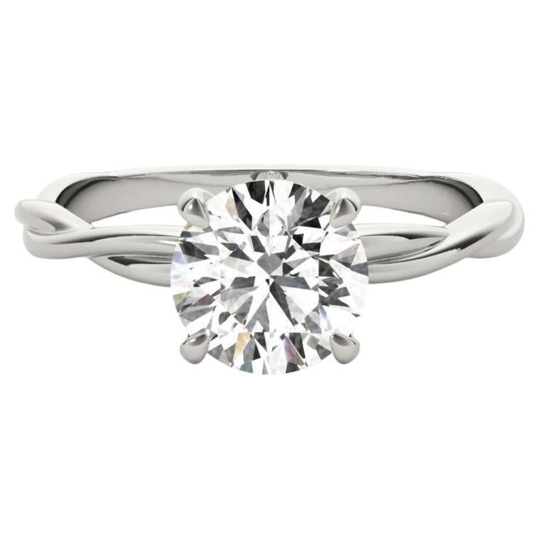 GIA Certified 1.5 Carat Round Solitaire Twisted Vine Platinum Diamond Ring