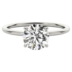 GIA 2.51ct Round Solitaire Double Hidden Halo 18K White Gold Diamond Ring