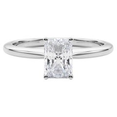 GIA Certified 1.01 Carat Radiant Prong Set Solitaire Diamond Ring