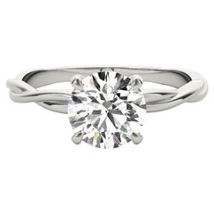 GIA Certified 1.2 Carat Round Solitaire Twisted Vine Diamond Ring