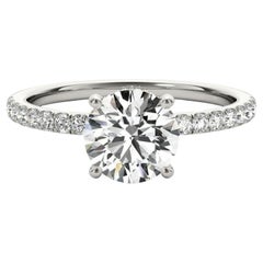 GIA Certified 2.01 Carat Pave Hidden Halo Round Bague en diamant